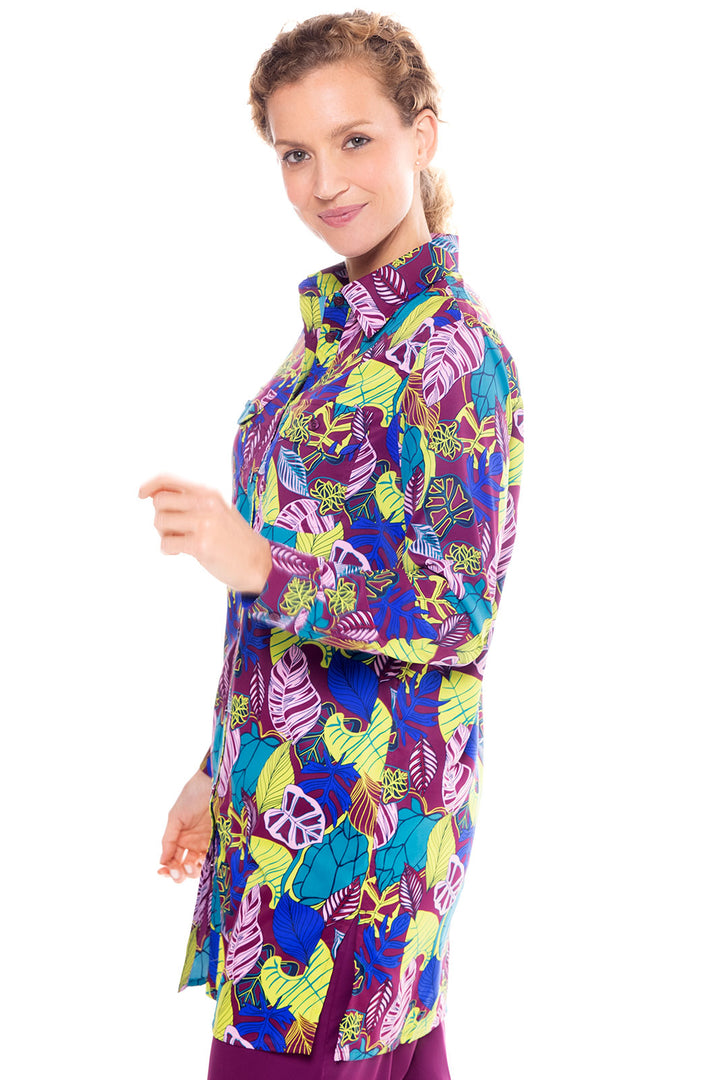 Women's Santorini Tunic Shirt | Rich Plum Electric Jungle