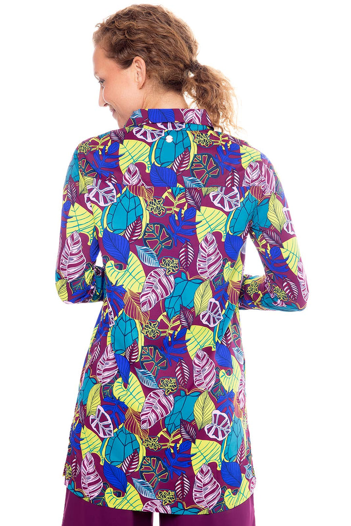 Women's Santorini Tunic Shirt | Rich Plum Electric Jungle