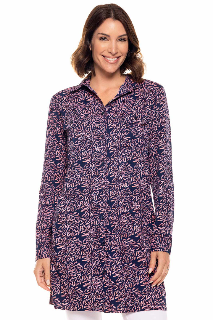 Women's Santorini Tunic Shirt | Peachy Pink Etched Flowers