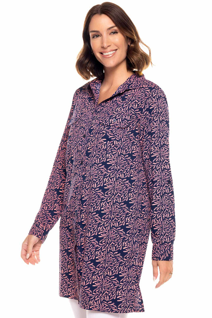 Women's Santorini Tunic Shirt | Peachy Pink Etched Flowers