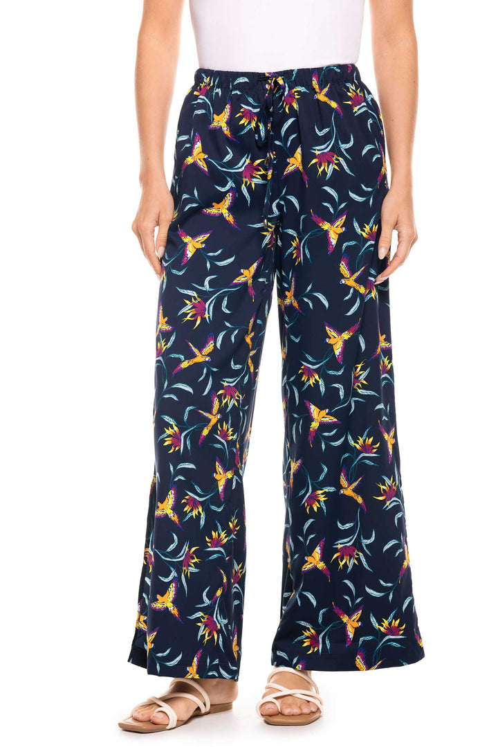 Women's Petra Wide Leg Pants | Navy Birds of Paradise