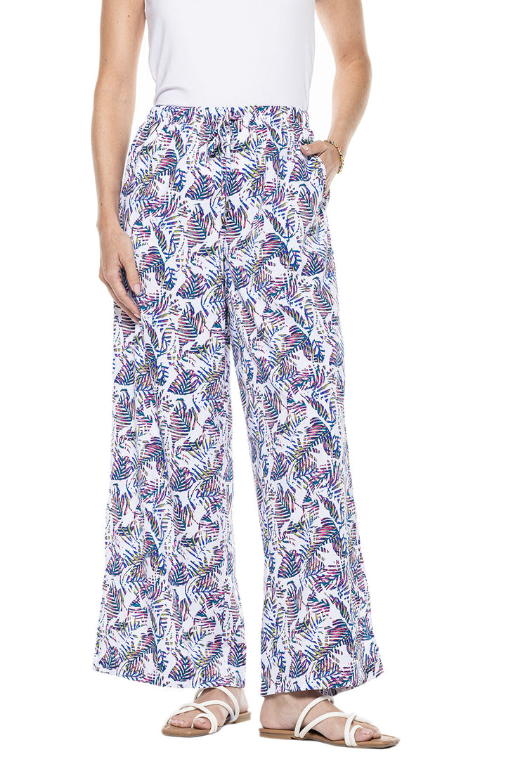 Women's Petra Wide Leg Pants | Magnolia Pink Beach Leaves