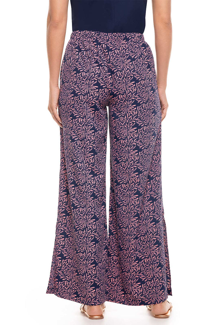 Women's Petra Wide Leg Pants | Peachy Pink Etched Flowers