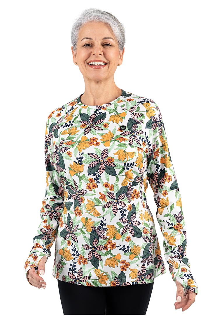 Women's Devi Long Sleeve Fitness T-Shirt | Apricot Crush Floral Paradise