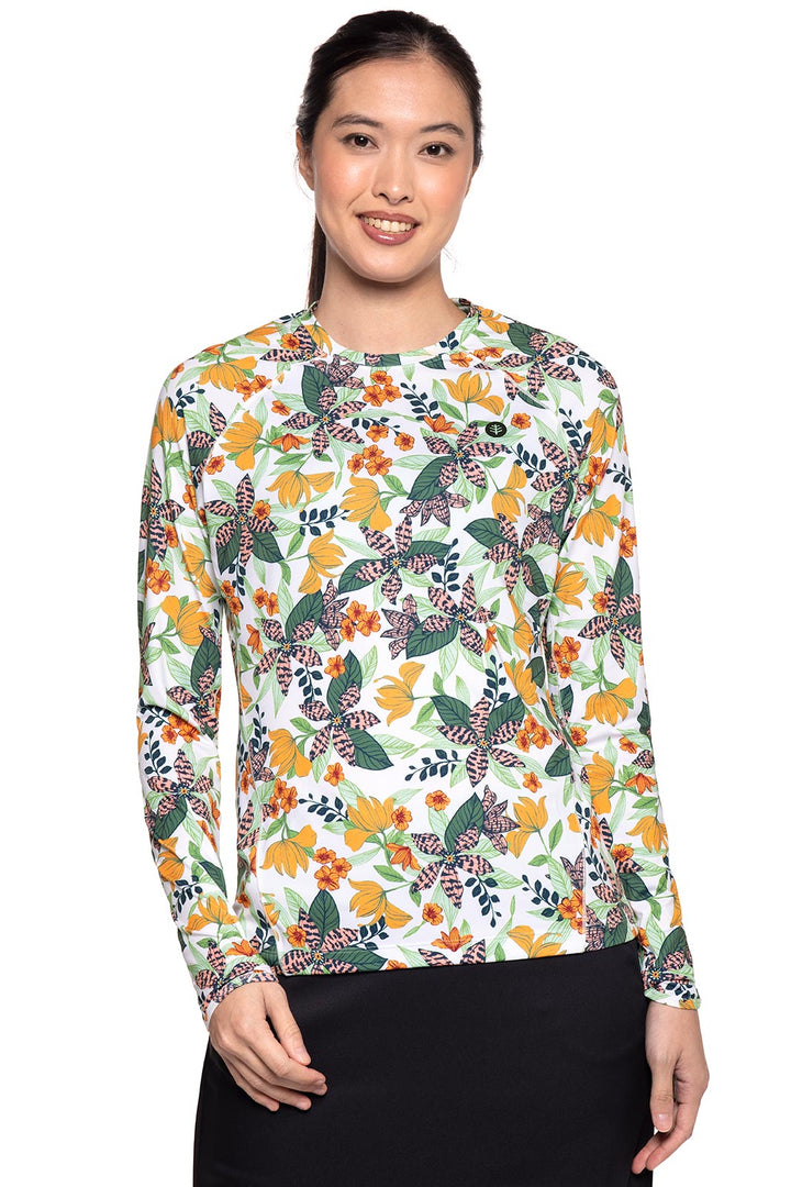 Women's Devi Long Sleeve Fitness T-Shirt | Apricot Crush Floral Paradise