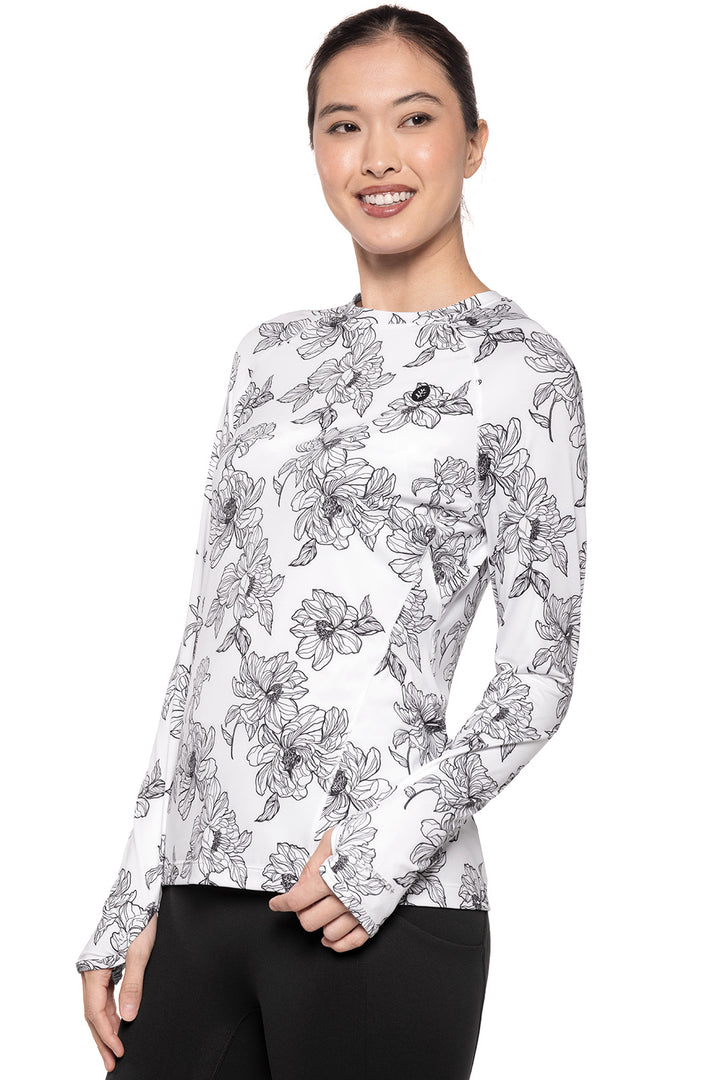 Women's Devi Long Sleeve Fitness T-Shirt | White/Black Perfect Peony