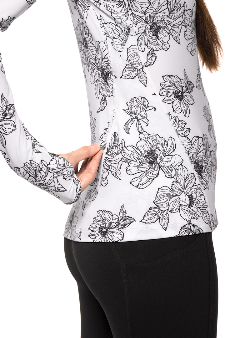 Women's Devi Long Sleeve Fitness T-Shirt | White/Black Perfect Peony