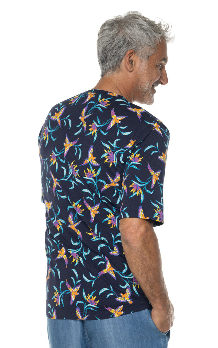 Men's Morada Everyday Short Sleeve T-Shirt | Navy Birds of Paradise