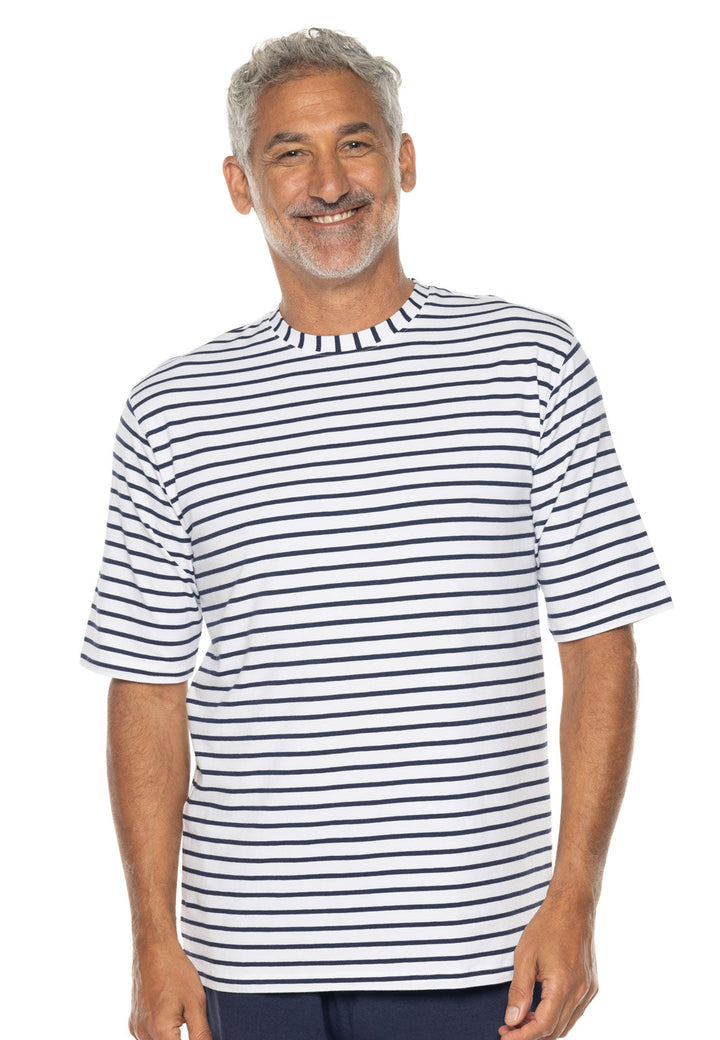 Men's Morada Everyday Short Sleeve T-Shirt | White/Navy Stripe