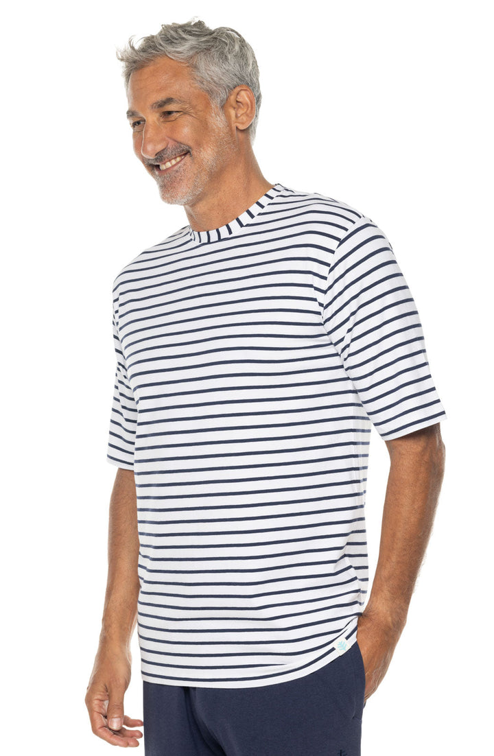 Men's Morada Everyday Short Sleeve T-Shirt | White/Navy Stripe