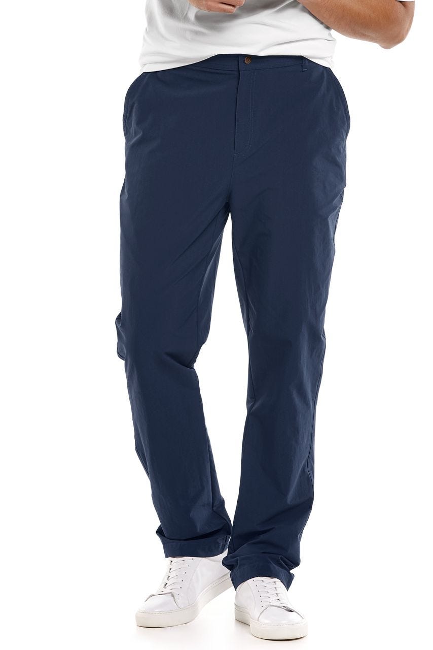 Coolibar Men's Marco Summer Casual Pants UPF 50+, Navy / 38x30