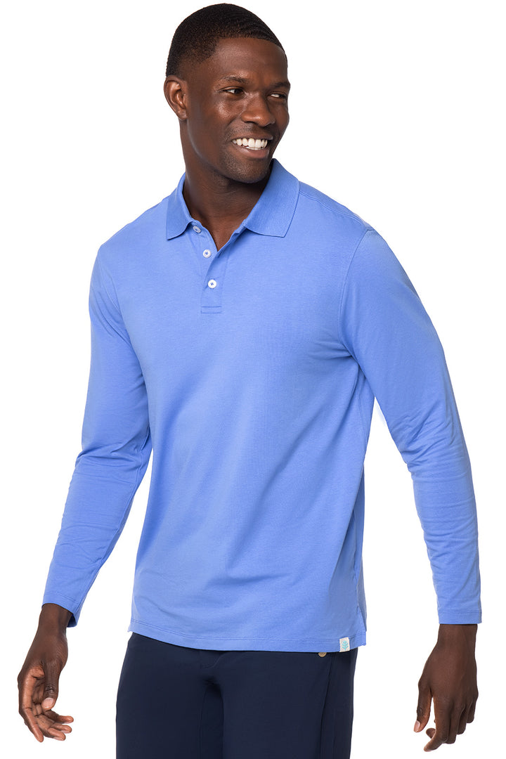 Men's Coppitt Long Sleeve Weekend Polo  | Aura Blue