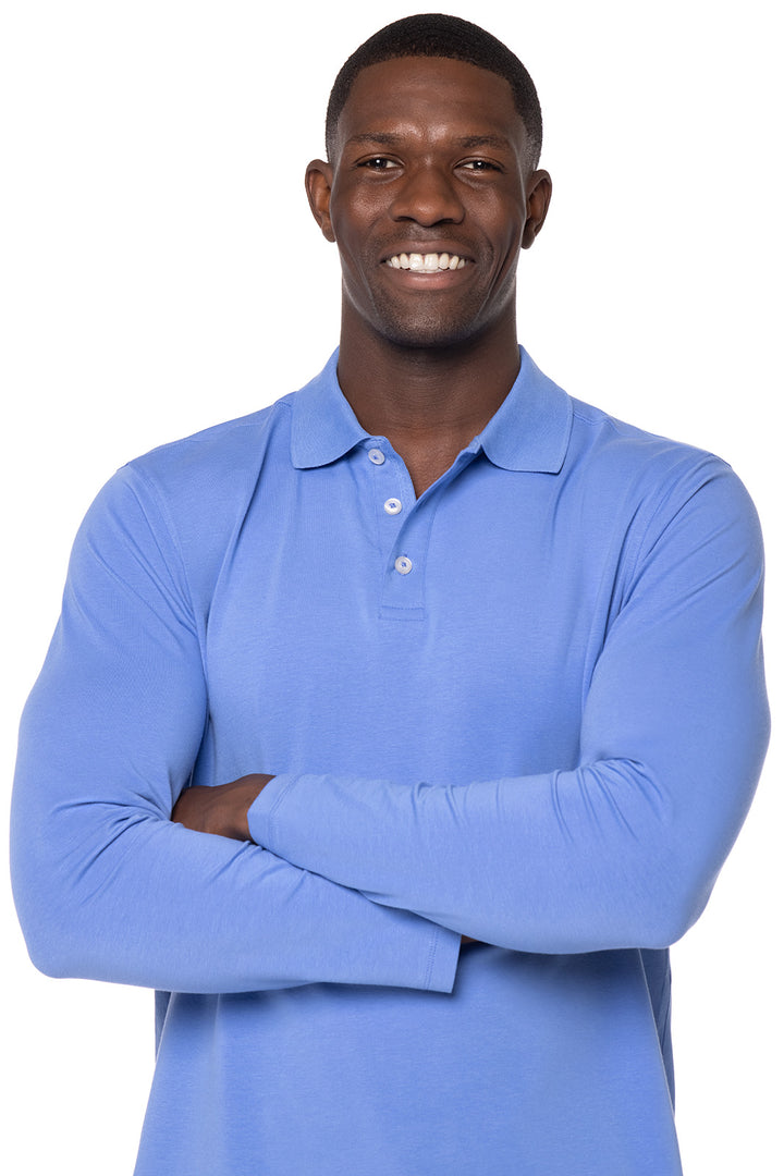 Men's Coppitt Long Sleeve Weekend Polo  | Aura Blue