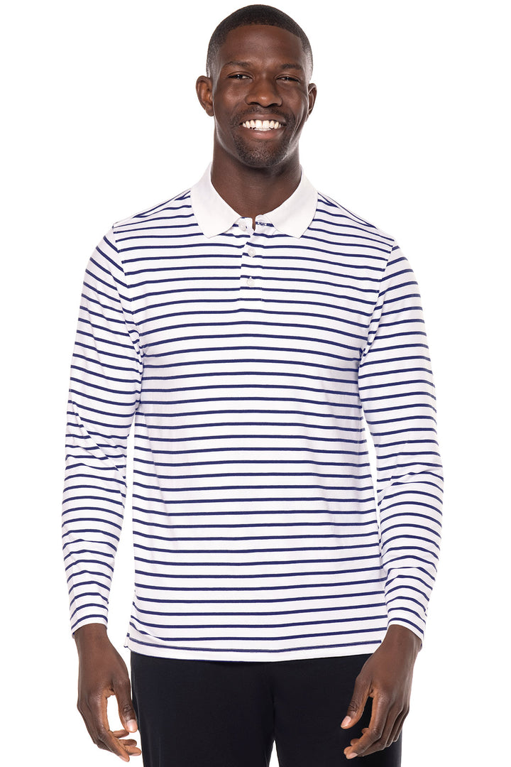 Men's Coppitt Long Sleeve Weekend Polo | White/Navy Stripe