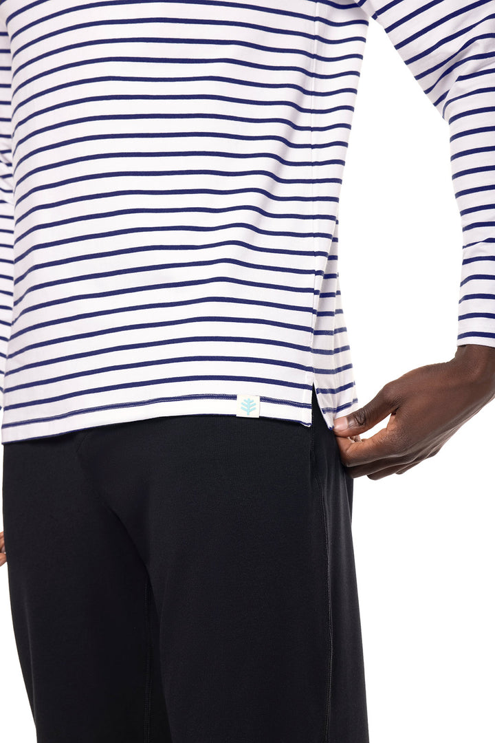 Men's Coppitt Long Sleeve Weekend Polo | White/Navy Stripe