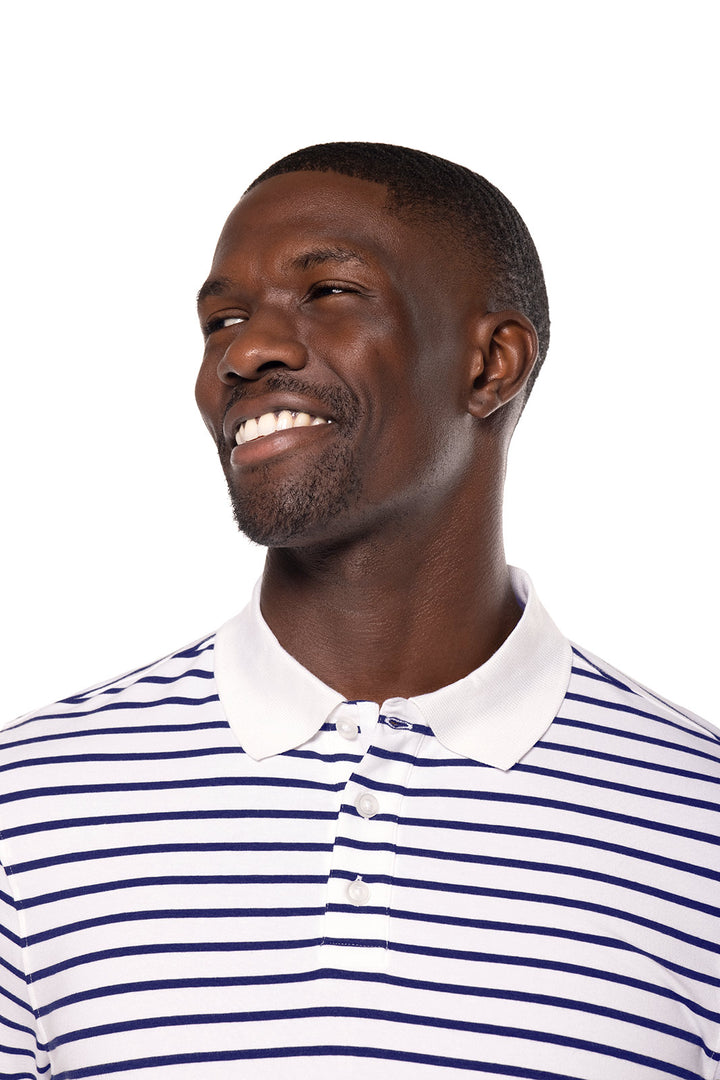 Men's Coppitt Long Sleeve Weekend Polo | White/Navy Stripe