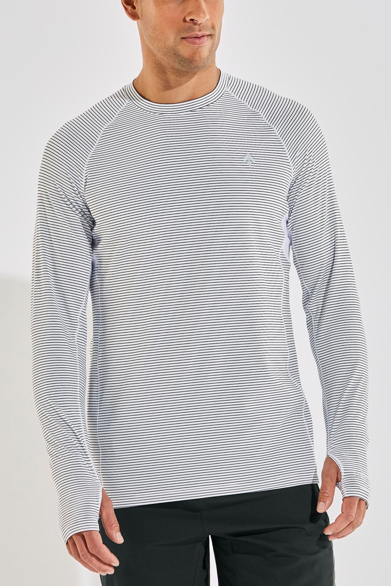 Men's Agility Long Sleeve Performance T-Shirt | Black/White Mini Stripe