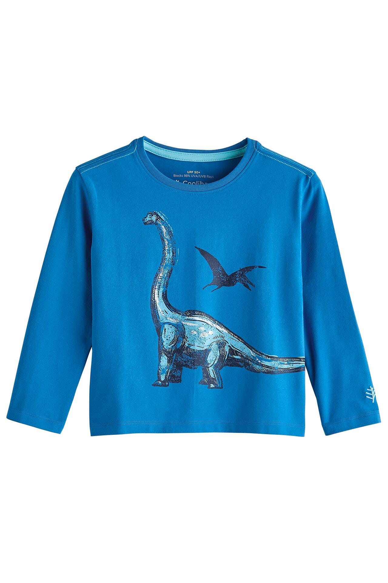 Toddler Coco Plum Everyday Long Sleeve Graphic T-Shirt | Classic Blue Brontosaurus