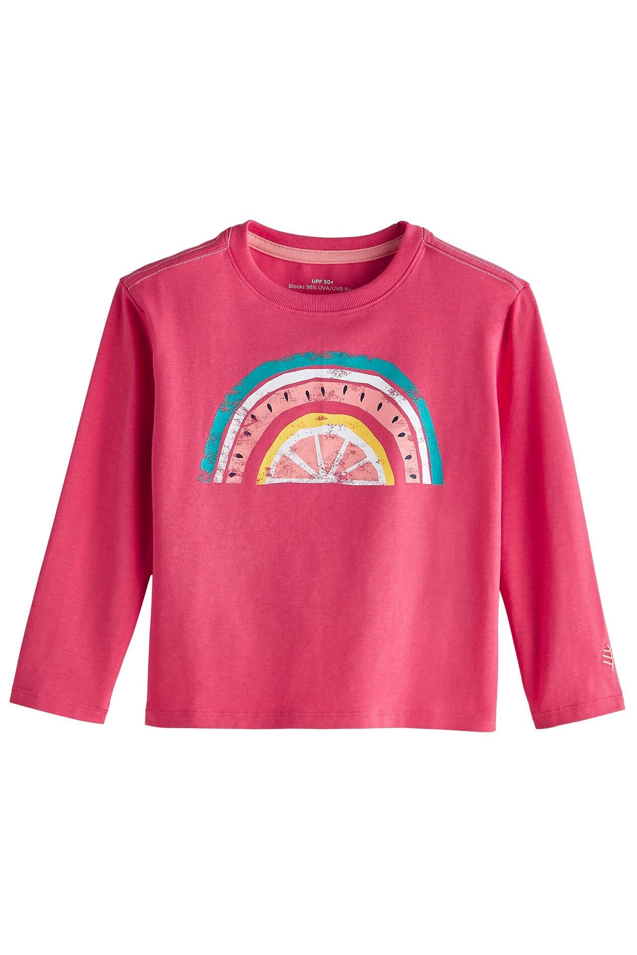 Toddler Coco Plum Everyday Long Sleeve Graphic T-Shirt | Radiant Coral Sweet Rainbow