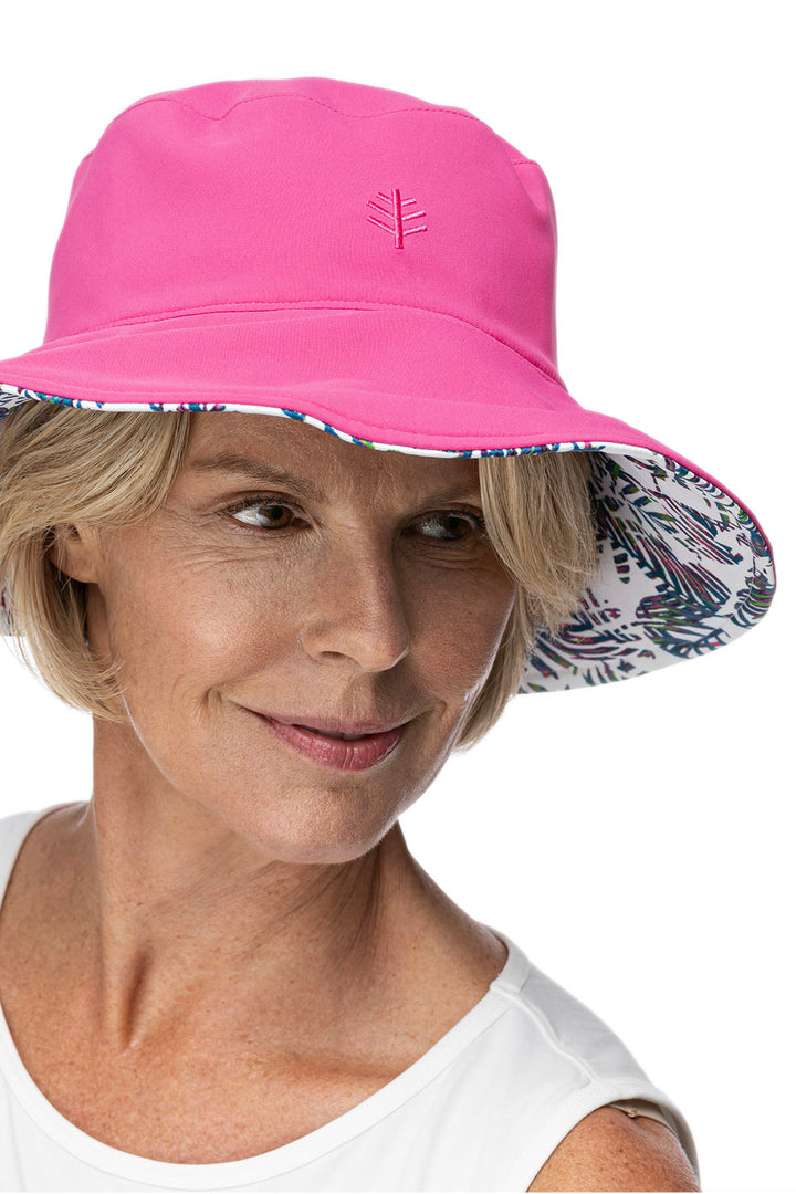 Women's Ariel Reversible Pool Hat | Magnolia Pink Beach Leaves