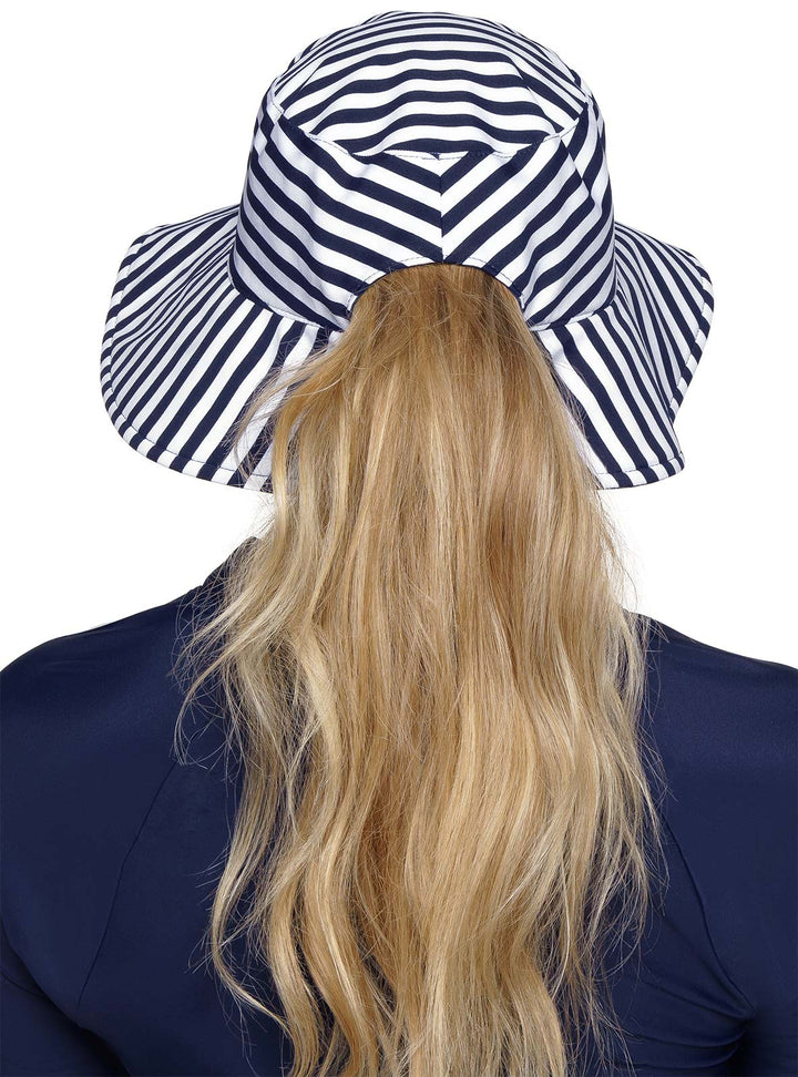 Ariel Reversible Pool Hat | White/Navy Stripe