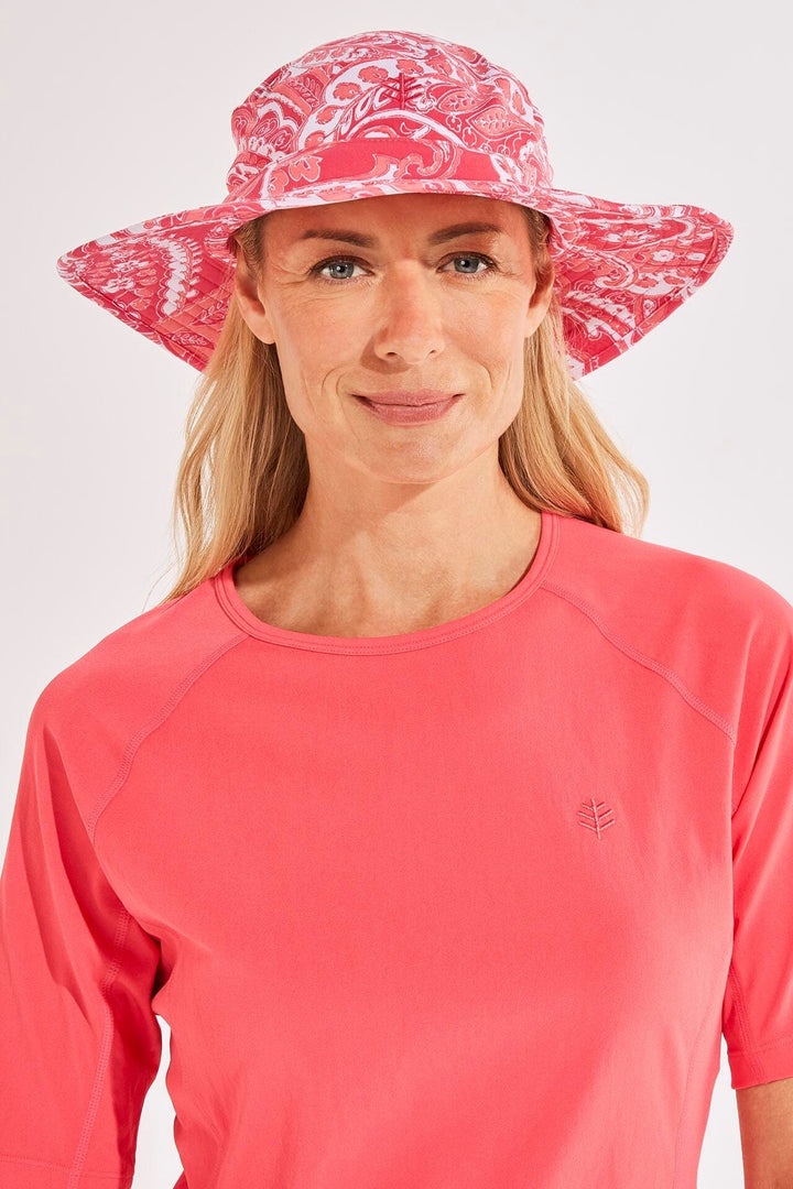 Unisex Brighton Chlorine Resistant Bucket Hat | Radiant Coral Summertime Paisley