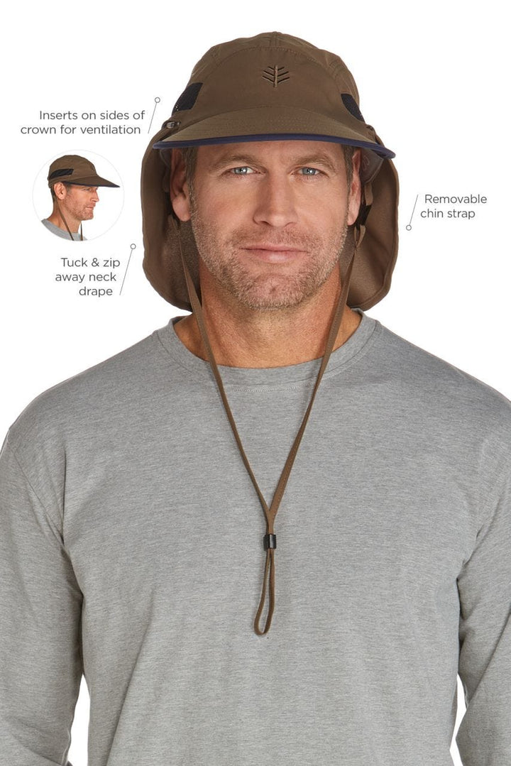 Caleb Convertible Fishing Cap | Khaki/Navy