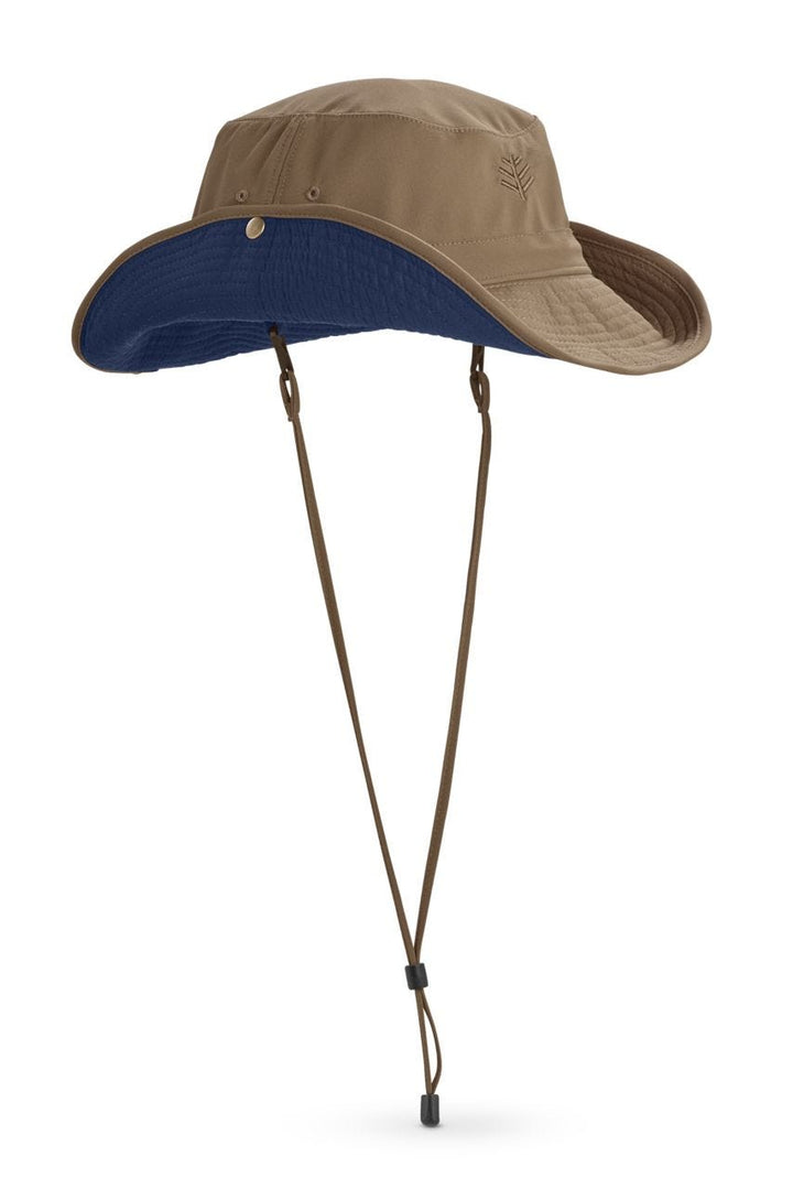 Coolibar UPF 50+ Men's Reversible Bucket Hat - Sun Protective XX-Large- Tan/Navy