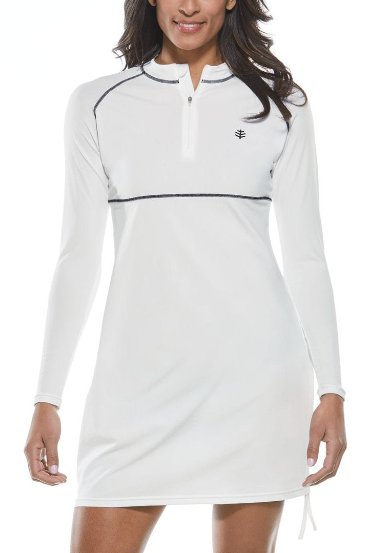 Women's Lawai Ruche Swim Shirt | White (Black Stitching)