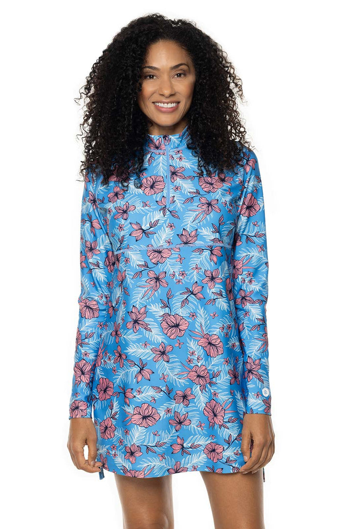 Women's Lawai Ruche Swim Shirt | Clear Sky Blue TROPICAL DAZE