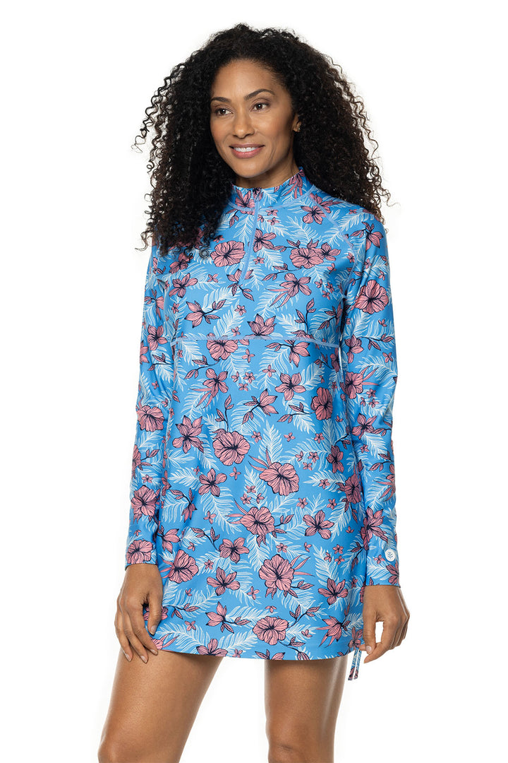 Women's Lawai Ruche Swim Shirt | Clear Sky Blue TROPICAL DAZE