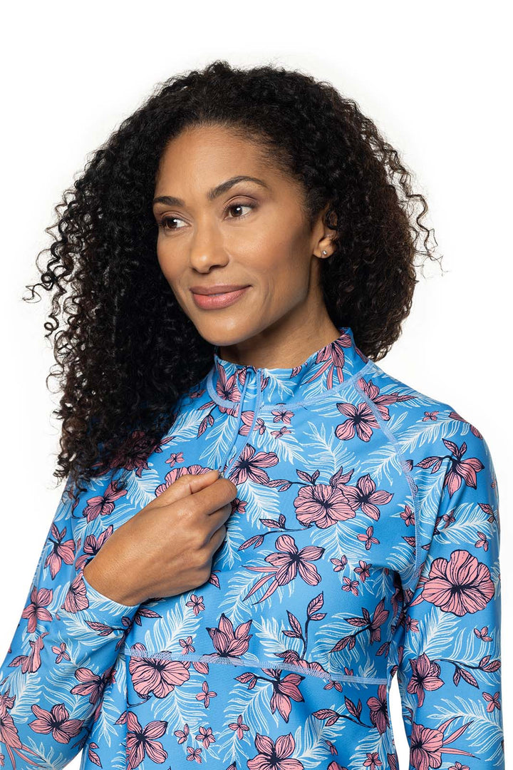 Women's Lawai Ruche Swim Shirt | Clear Sky Blue TROPICAL DAZE