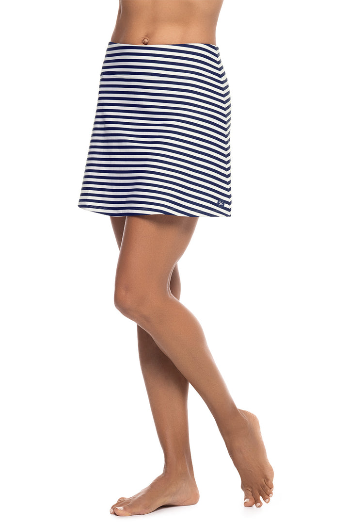 Women's Sandbar Swim Skort | White/Navy Stripe