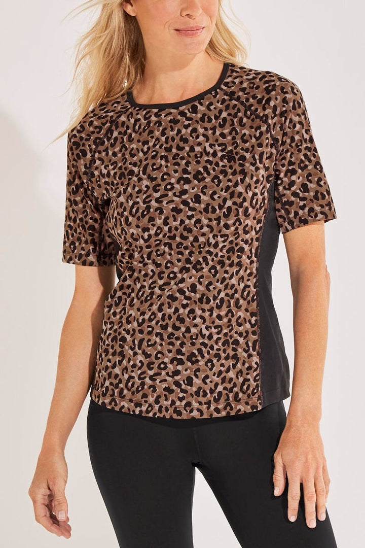 Women's Hightide Short Sleeve Swim Shirt | Brown Cheetah