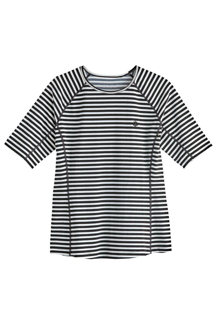 Women's Hightide Short Sleeve Swim Shirt | White/Black Stripe