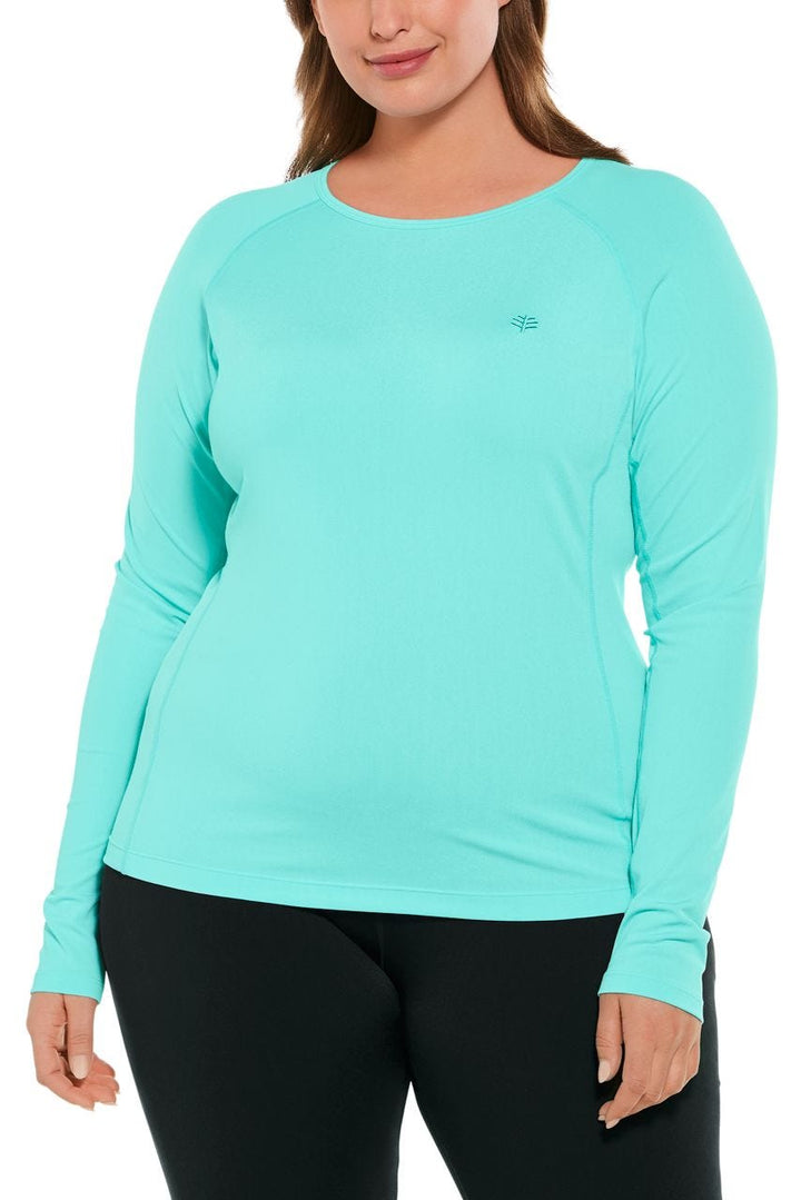 Long Sleeve Swim Shirt for Women UPF 50+, Stripes - Turquoise
