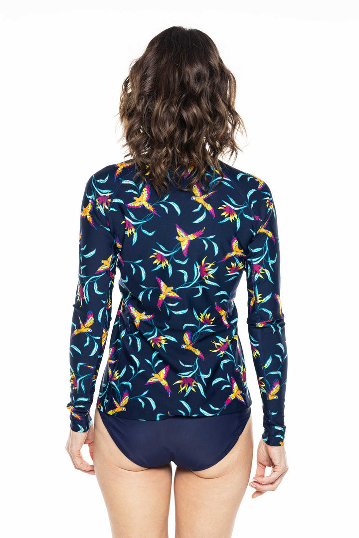 Women's Hightide Long Sleeve Swim Shirt | Navy Birds of Paradise