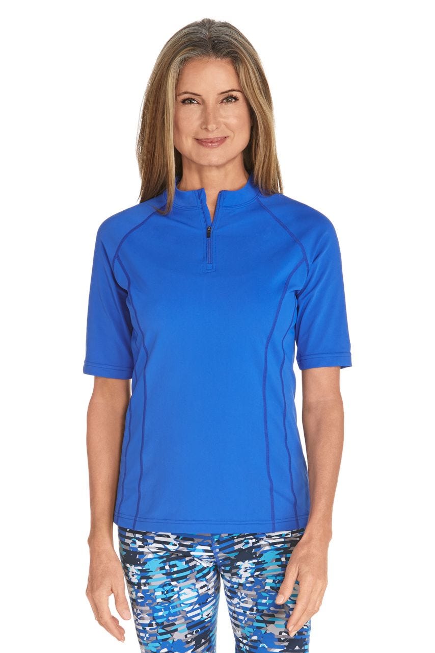 Women's Freestyle Short Sleeve Rash Guard | Baja Blue