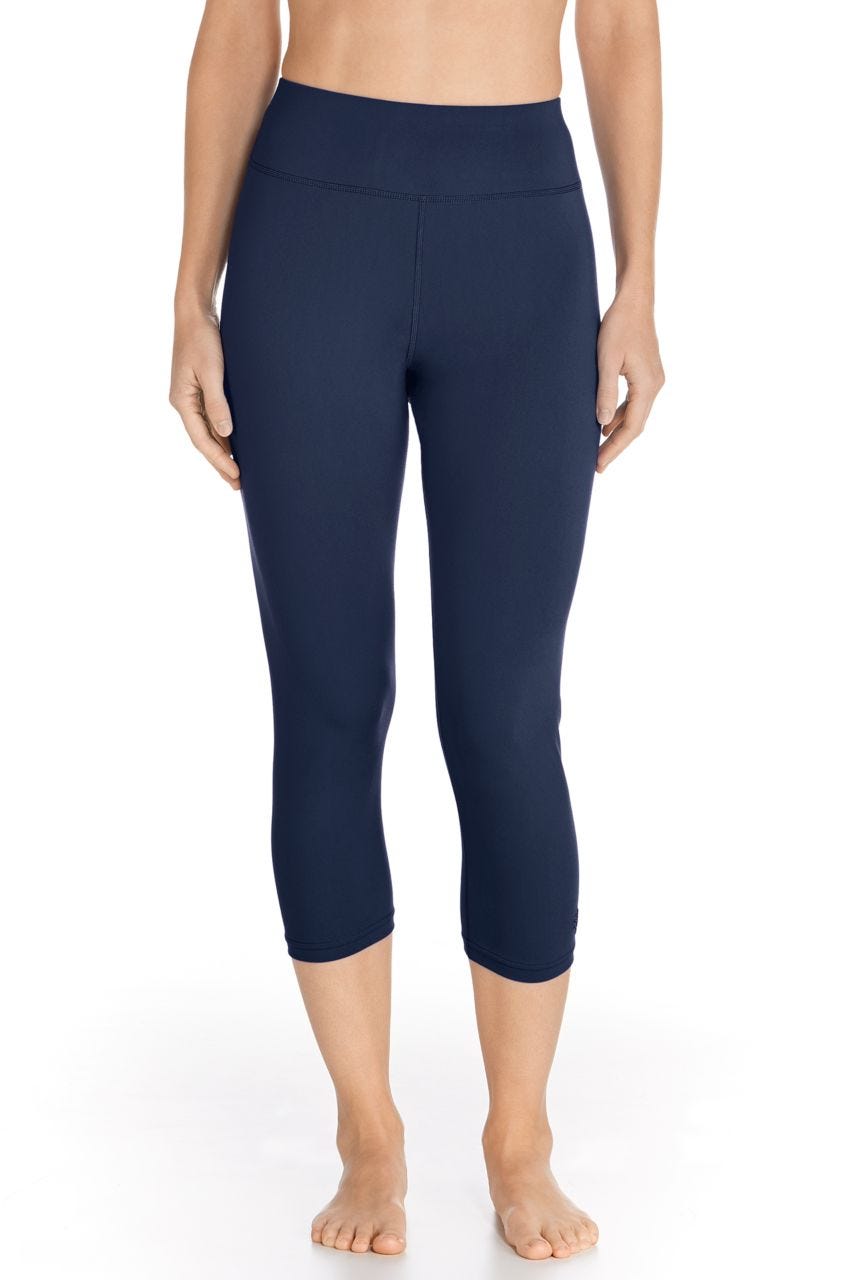 Women s Deep Water Swim Capris Black UPF 50