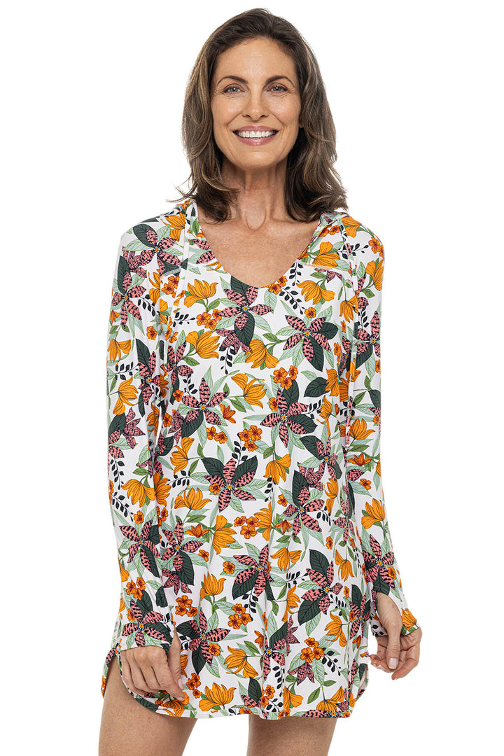 Women's Seacoast Swim Cover-Up Dress | Apricot Crush Floral Paradise