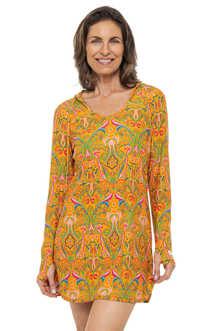 Women's Seacoast Swim Cover-Up Dress | Apricot Crush MOSAIC GARDEN