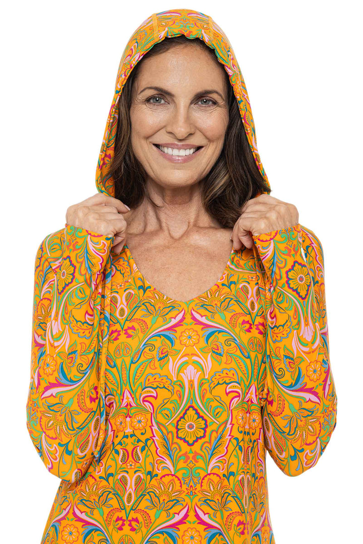 Women's Seacoast Swim Cover-Up Dress | Apricot Crush MOSAIC GARDEN