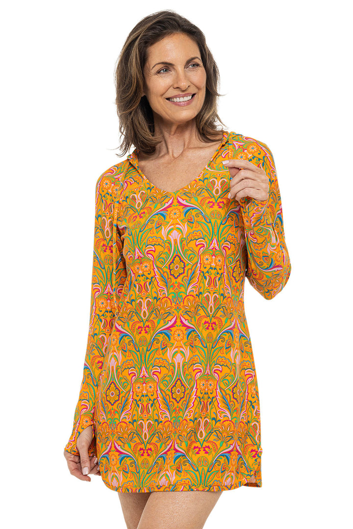 Women's Seacoast Swim Cover-Up Dress | Apricot Crush MOSAIC GARDEN