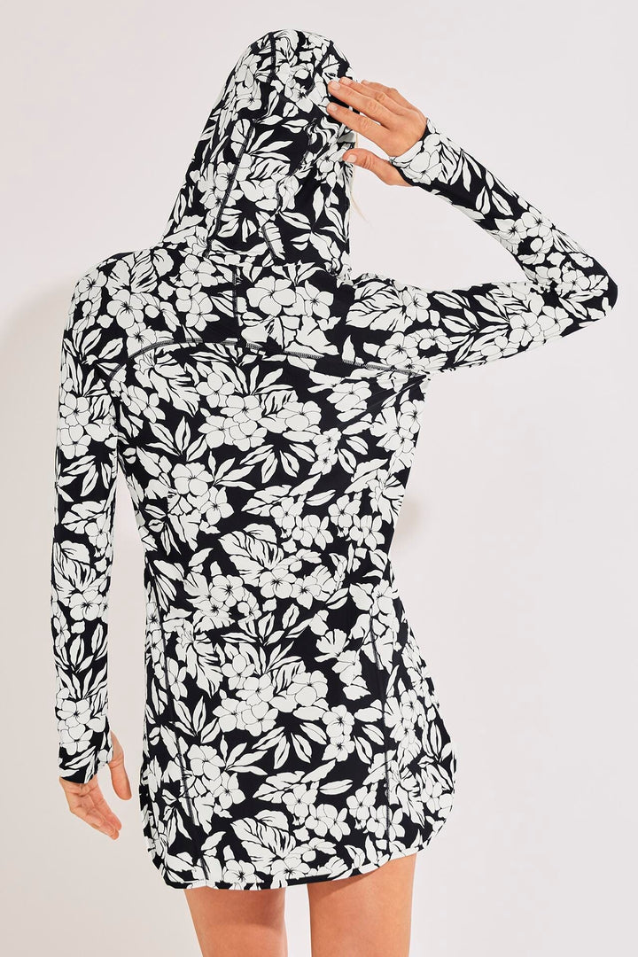 Women's Seacoast Swim Cover-Up Dress | Black/White Vintage Tropical