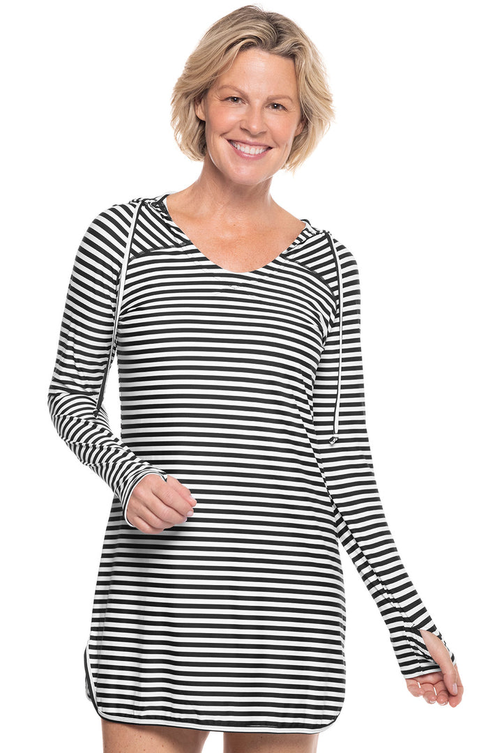 Women's Seacoast Swim Cover-Up Dress | White/Black Stripe