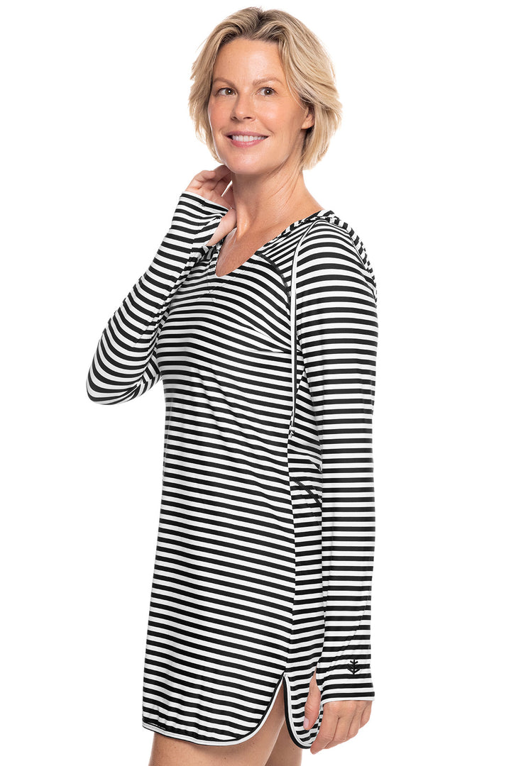 Women's Seacoast Swim Cover-Up Dress | White/Black Stripe