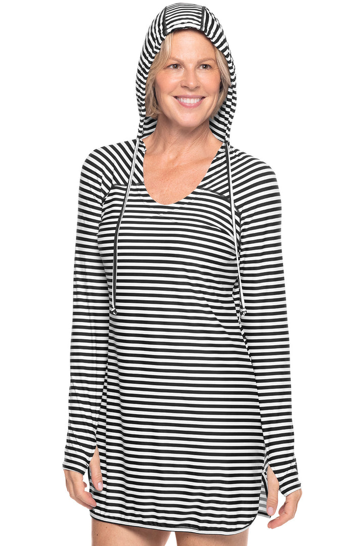 Women's Seacoast Swim Cover-Up Dress | White/Black Stripe