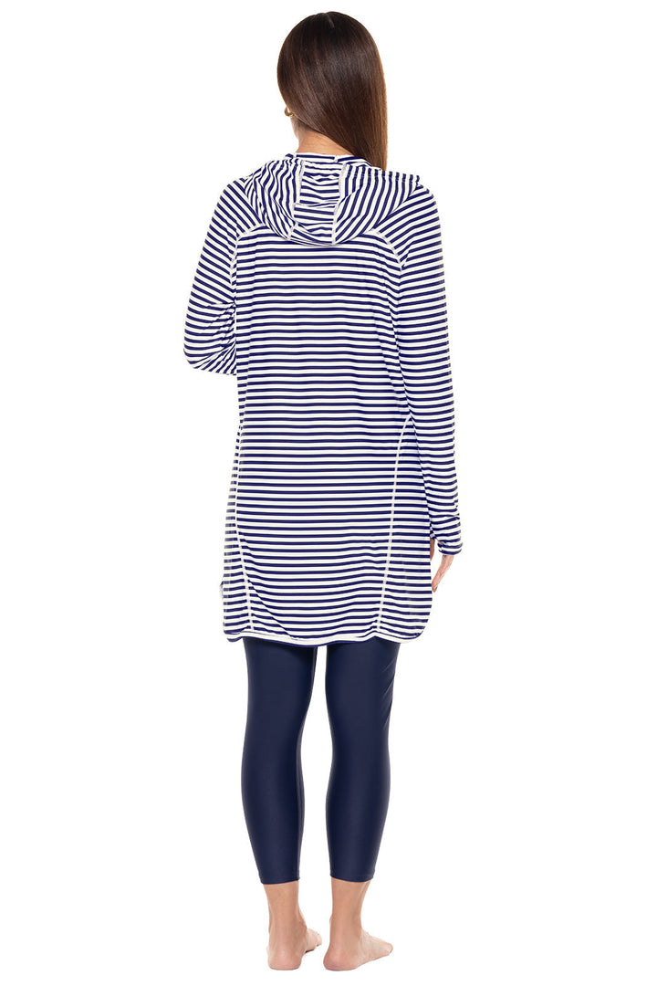 Women's Seacoast Swim Cover-Up Dress | White/Navy Stripe