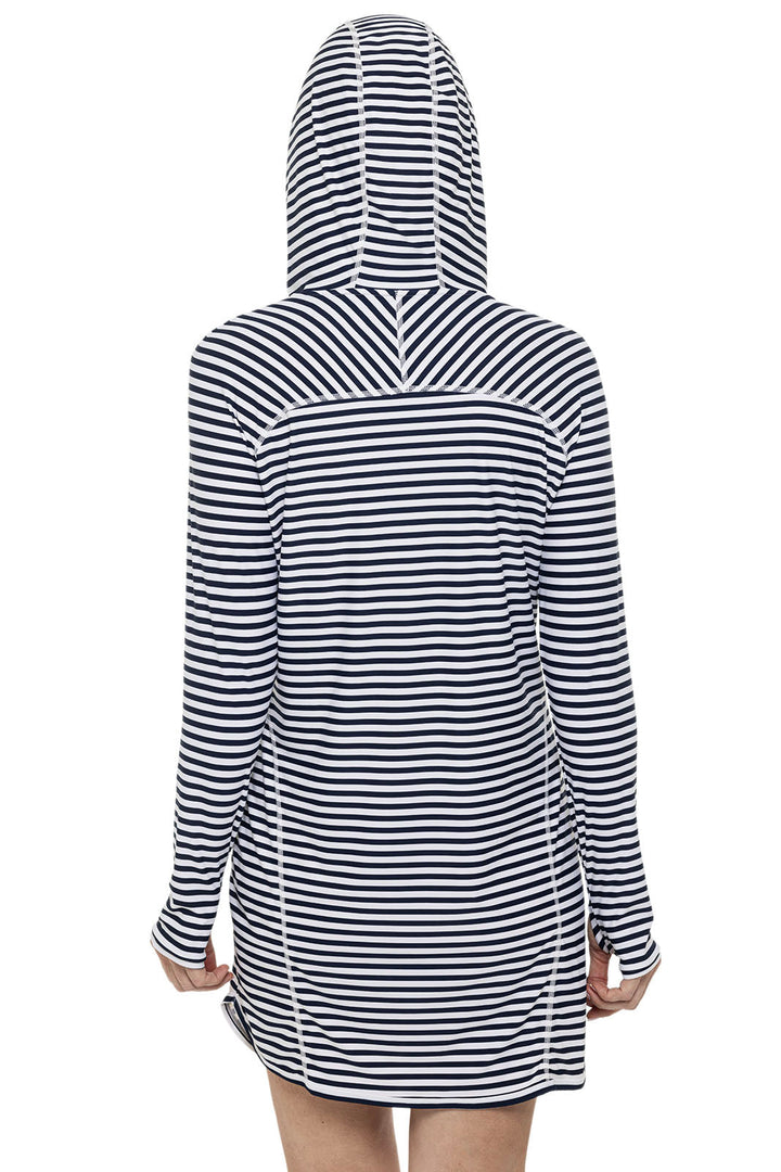 Women's Seacoast Swim Cover-Up Dress | White/Navy Stripe