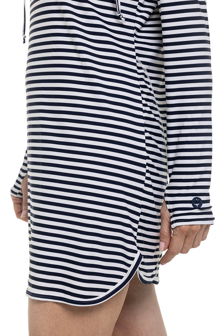 Women's Seacoast Swim Cover-Up Dress | White/Navy Stripe